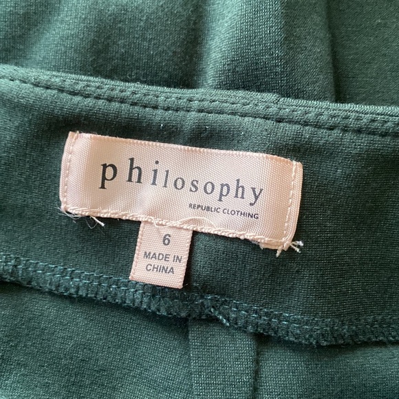 Philosophy Skirt Green Knee Length Stretch Pencil Gold Zipped Closure - Picture 5 of 10